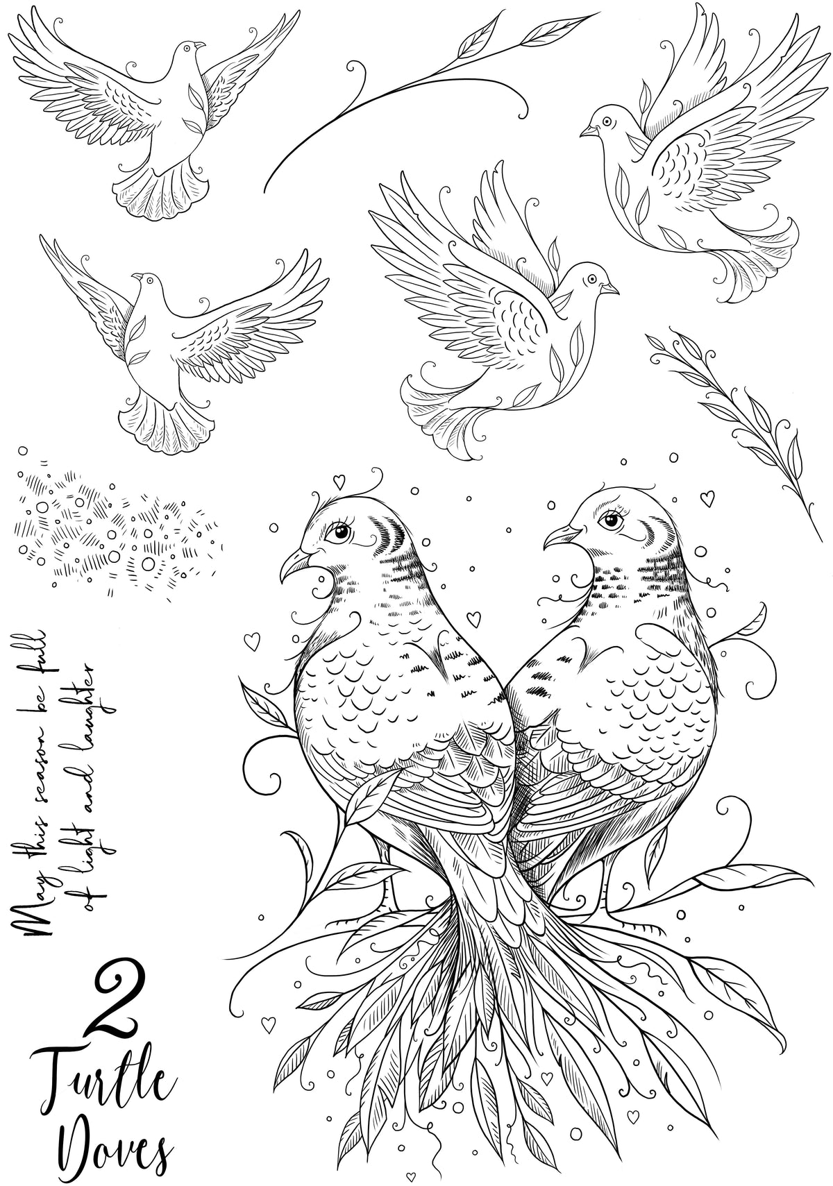 Pink Ink Designs "Two Turtle Doves" - Lot de Tampons Transparents 15,24 x 20,32 cm