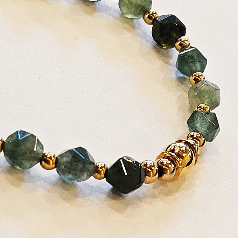 ROMANDA : Bracelet perlé en agate indienne et or