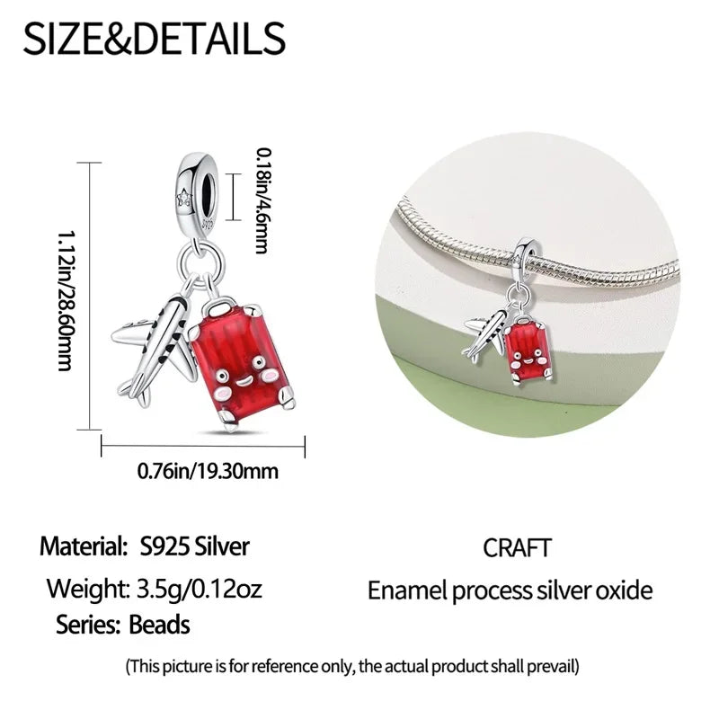Breloque de voyage en argent sterling Crimson Horizons