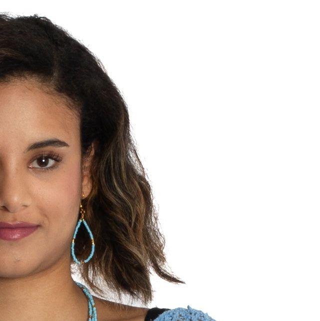 Boucles d'oreilles perles de rocaille goutte d'eau avec accents dorés