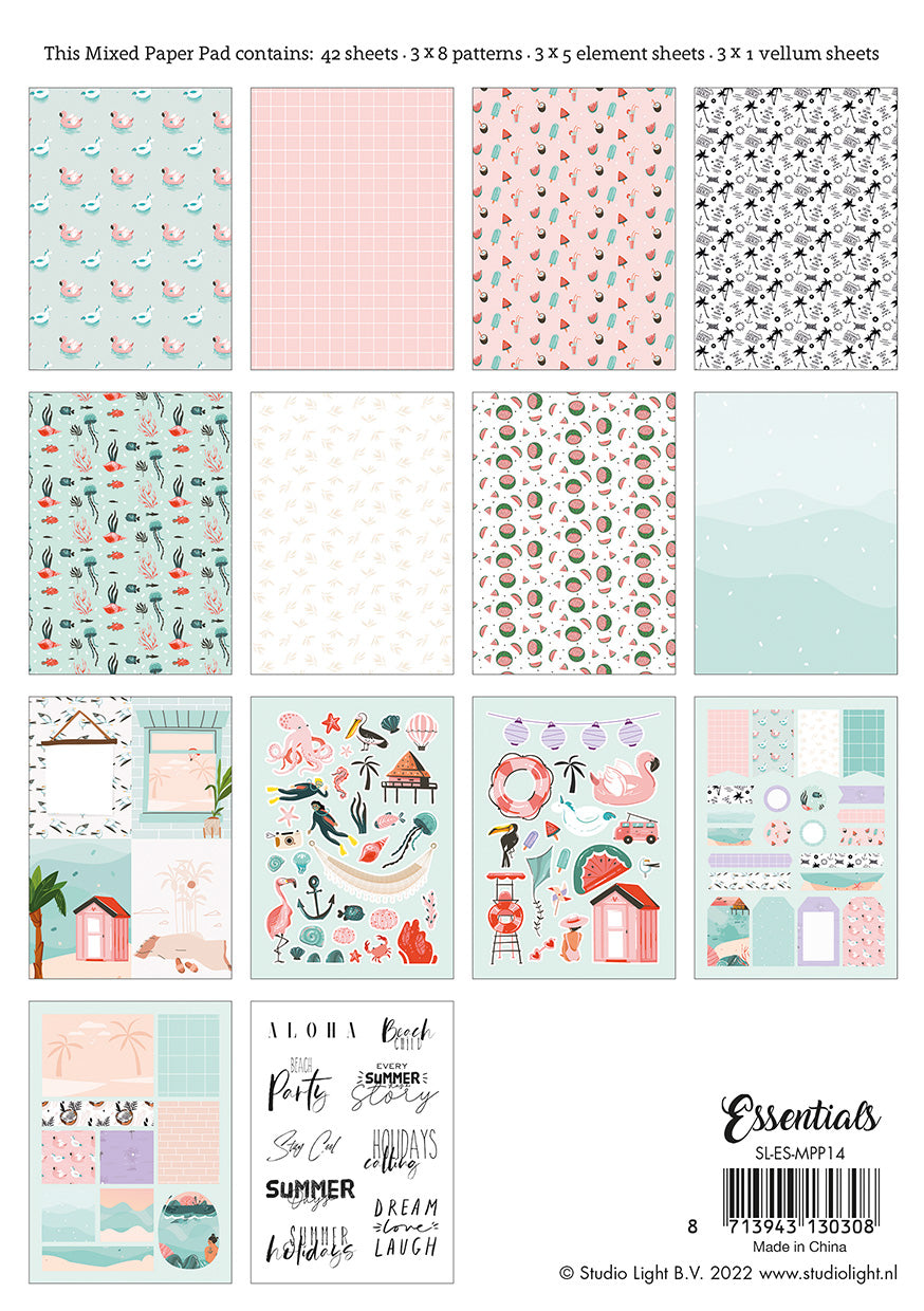 Bloc de papier mixte SL, papier à motifs Essentials 148x210x9mm 1 PC n°14