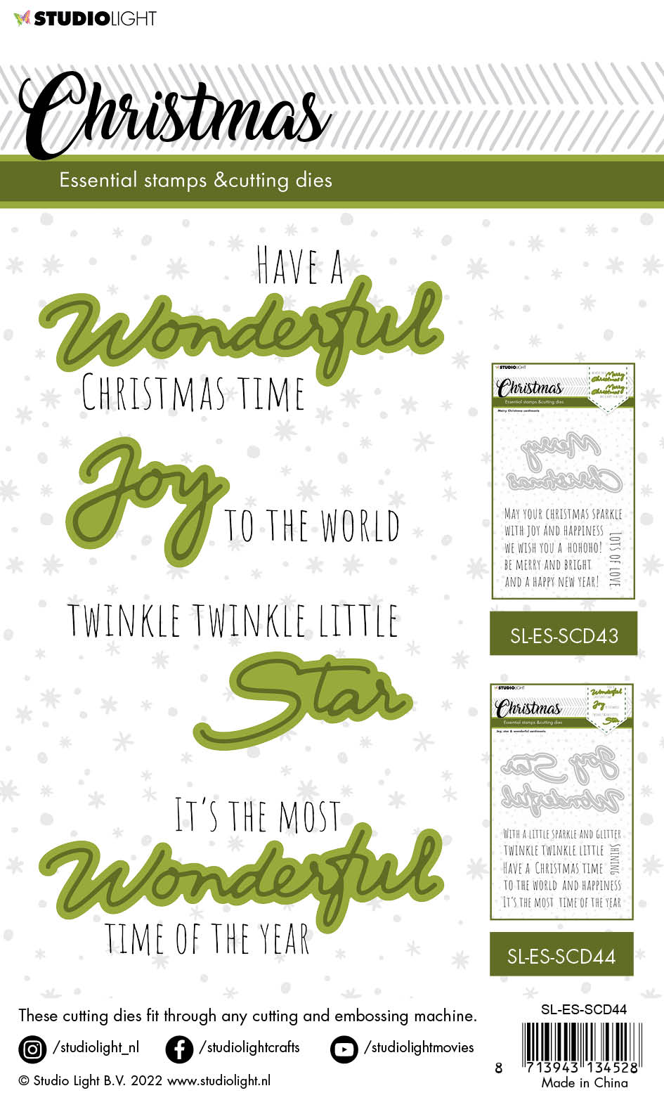 SL Tampon & matrice de coupe Noël Merveilleux Sentiments Essentiels 138x178x3mm 12 PC nr.44