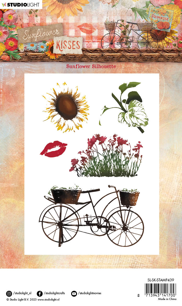 SL Tampon transparent Silhouette de tournesol Baisers de tournesol 89x135x3mm 5 pièces n°439