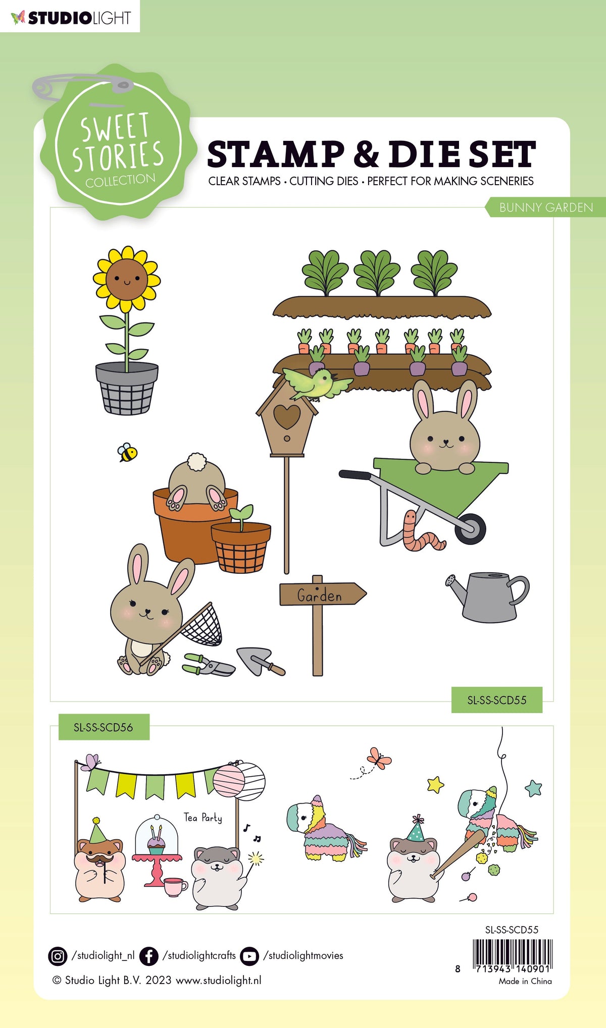 SL Tampon & matrice de découpe Lapin Jardin Douces Histoires 154x213x1mm 62 pièces n°55