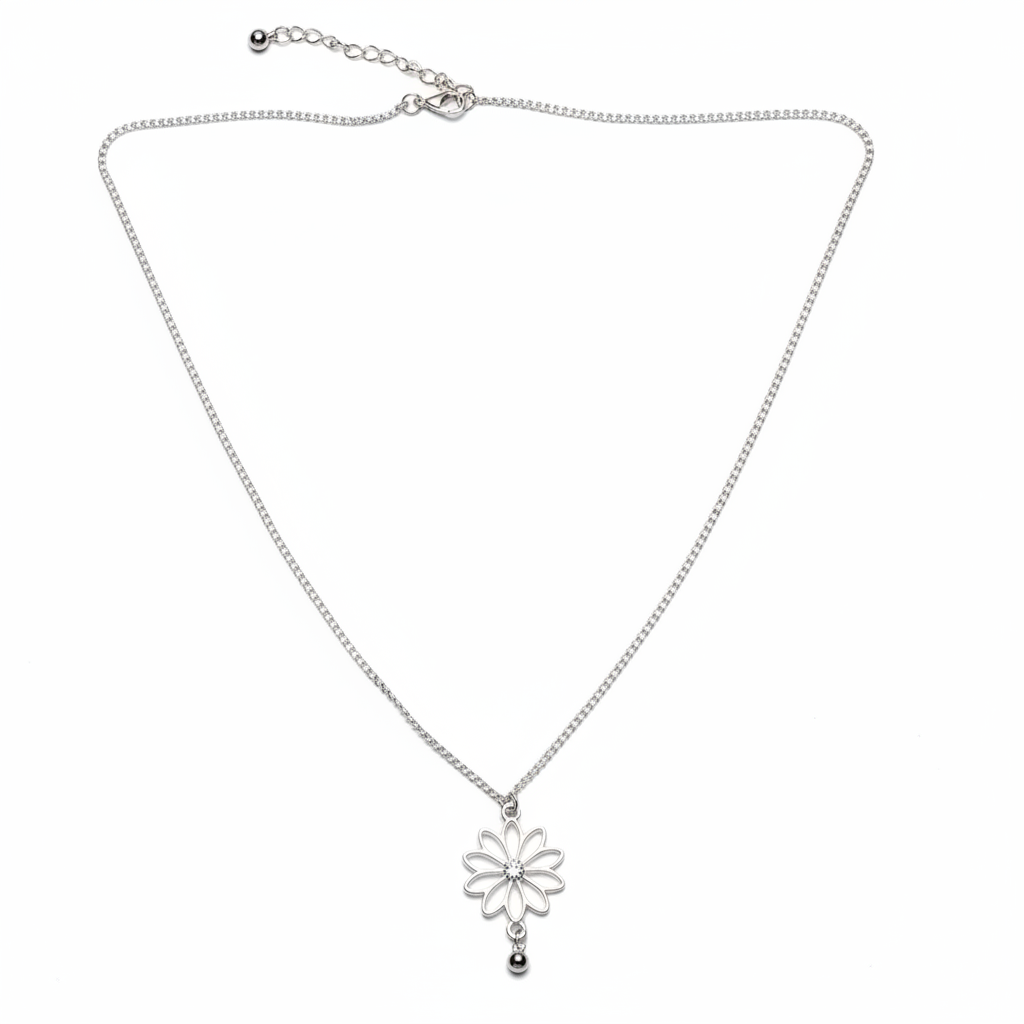Collier Fleur Unique en Plaqué Argent