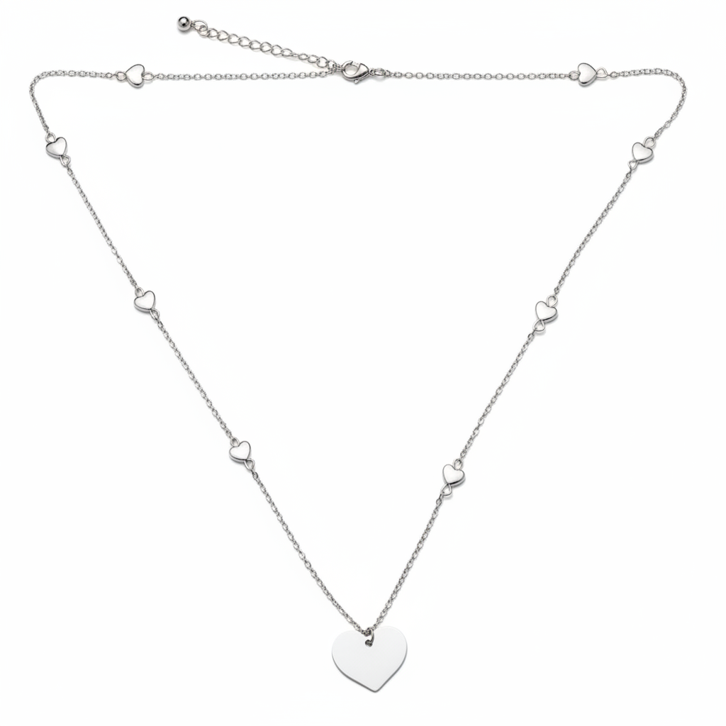 Collier chaîne cœur à cœur en plaqué argent