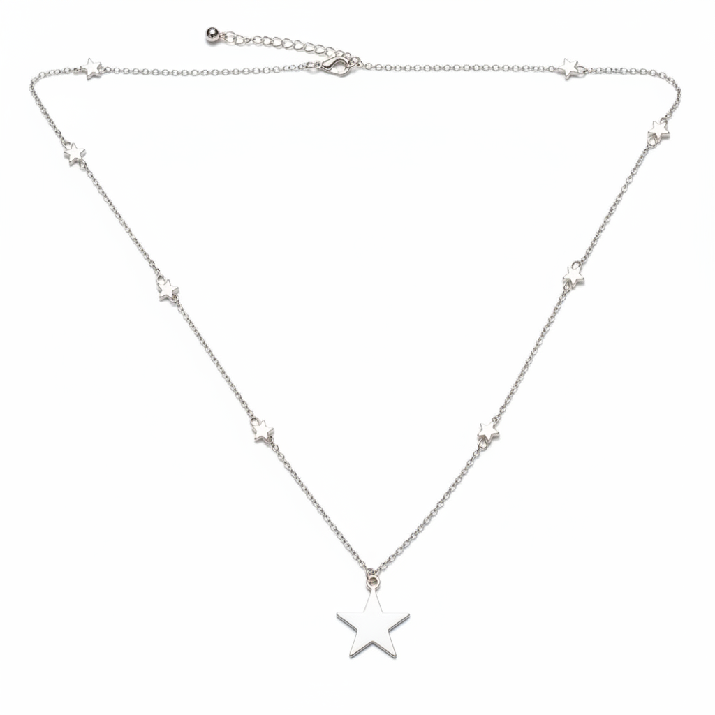 Collier chaîne étoile sur étoile en plaqué argent