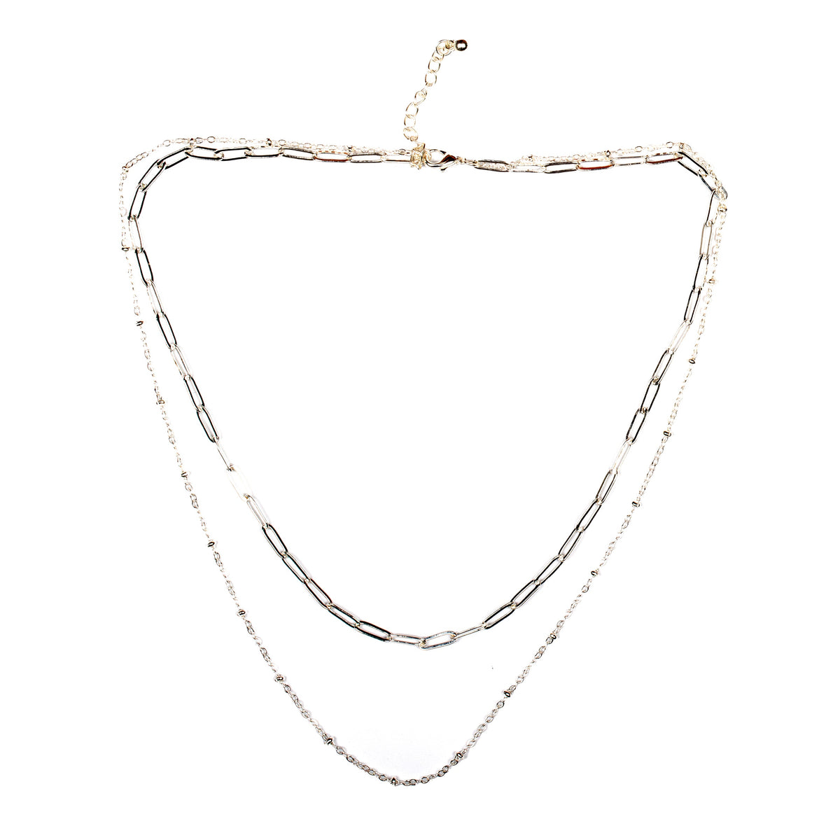 Double Chain Necklace - Silver Plate