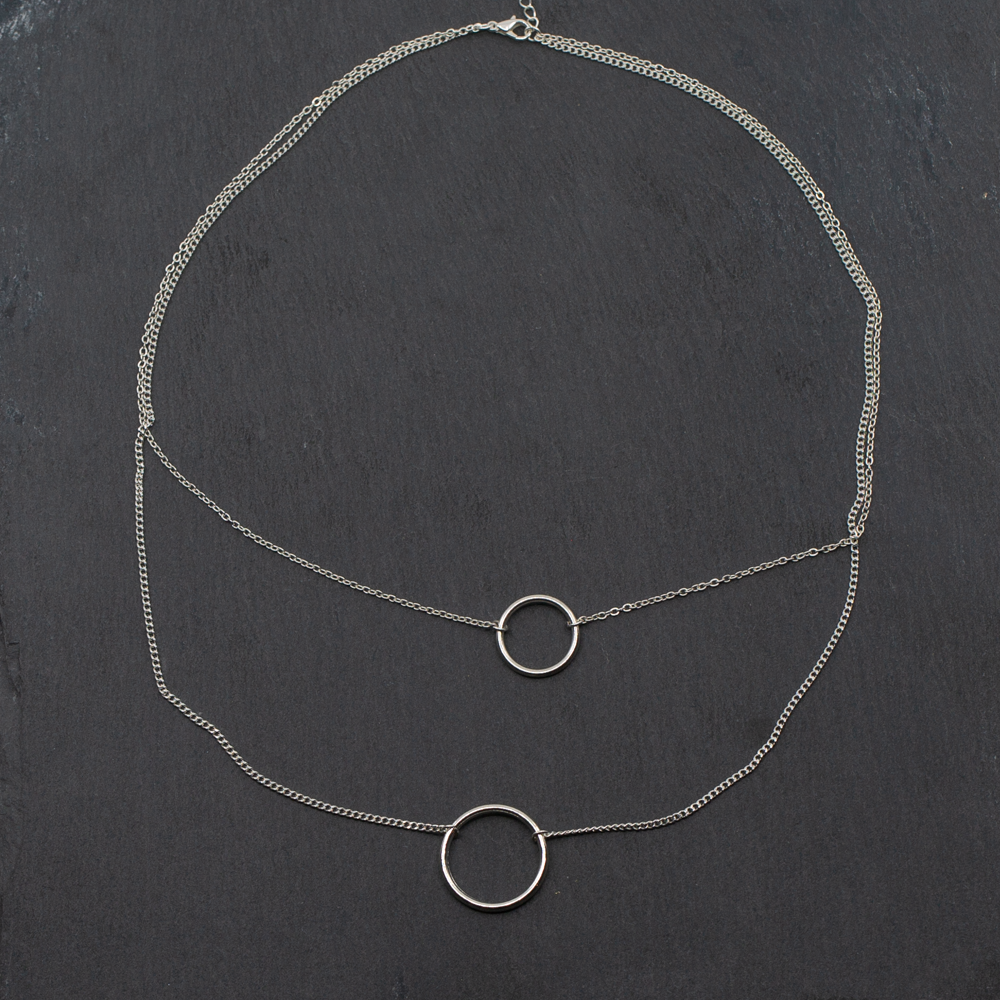 Collier double rang en plaqué argent