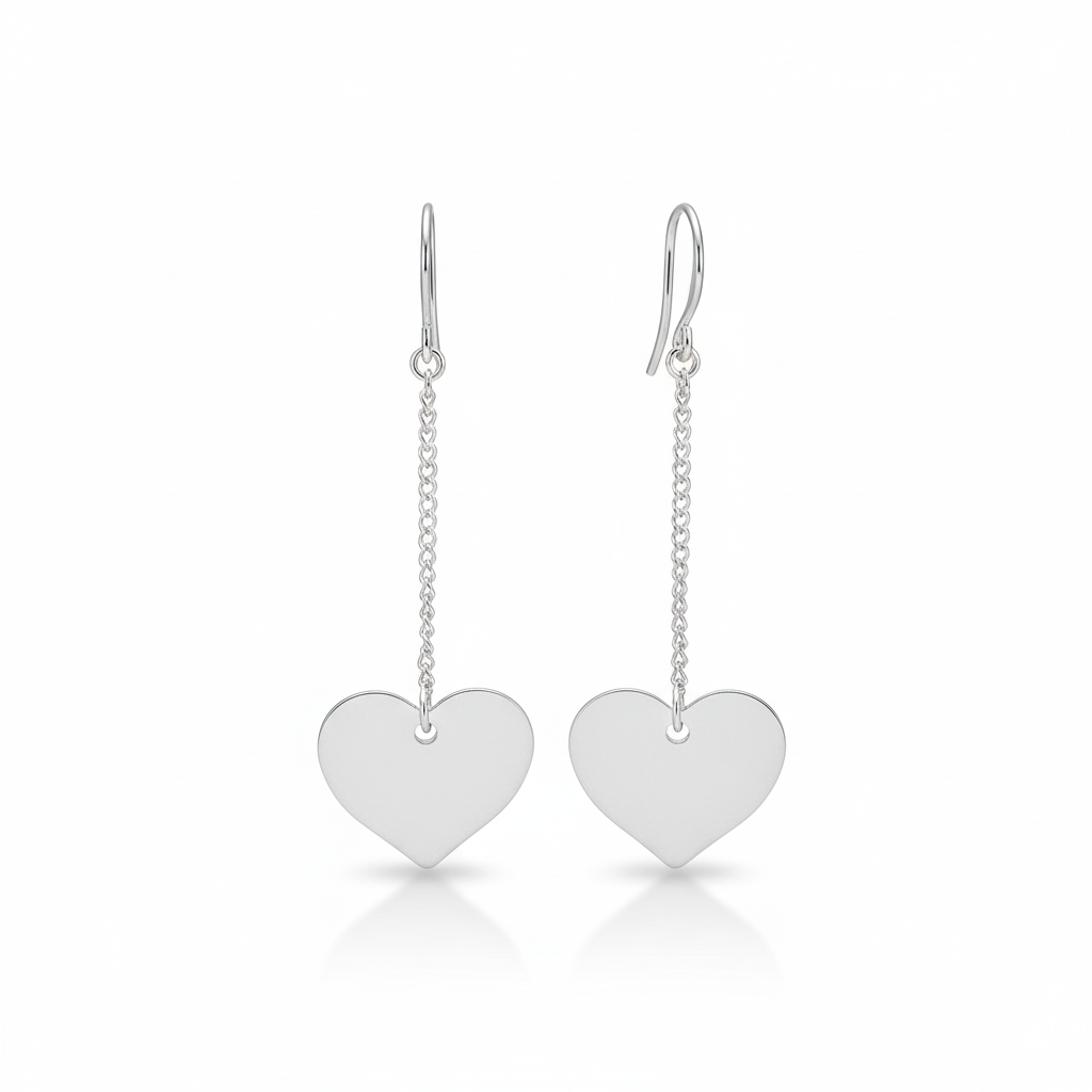 Boucles d'oreilles pendantes en forme de cœur, plaqué argent