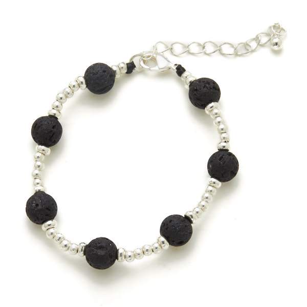 Bracelet en pierre de lave plaqué argent