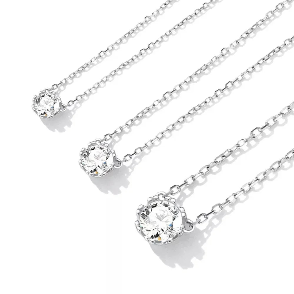 Gorgeous Shiny Choker - 925 Sterling Silver Geometric Cut Zircon Pendant Necklace