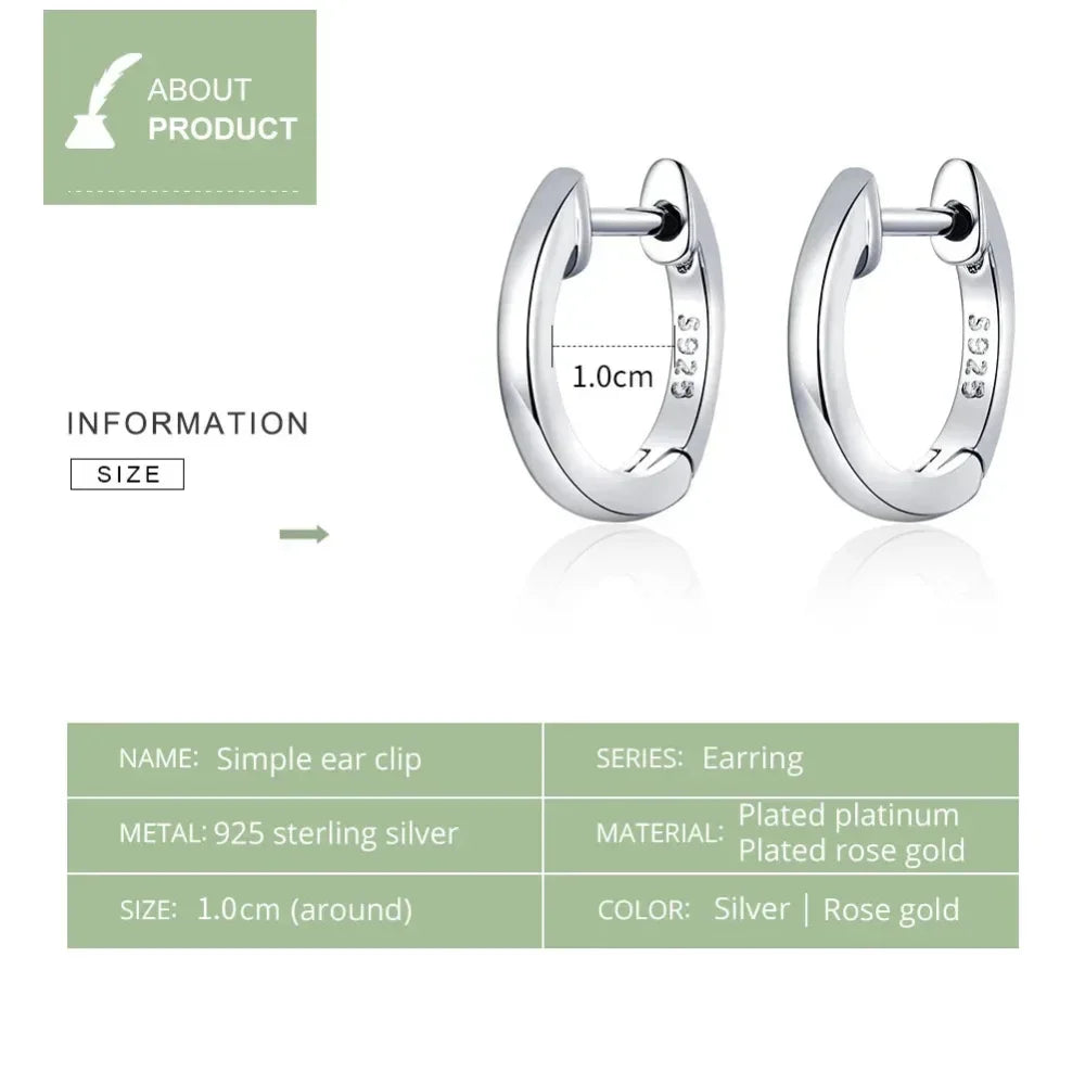 Boucles d'oreilles créoles en argent sterling véritable - Couleur or rose élégante - Bijoux de mode pour femmes SCE808