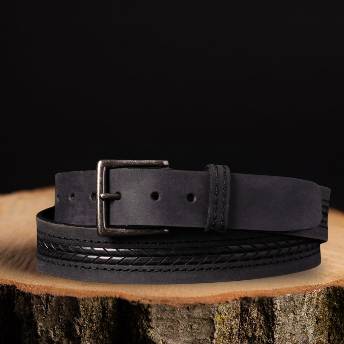 Brown Arrow Patterned 100% Real Distressed Leather Belt