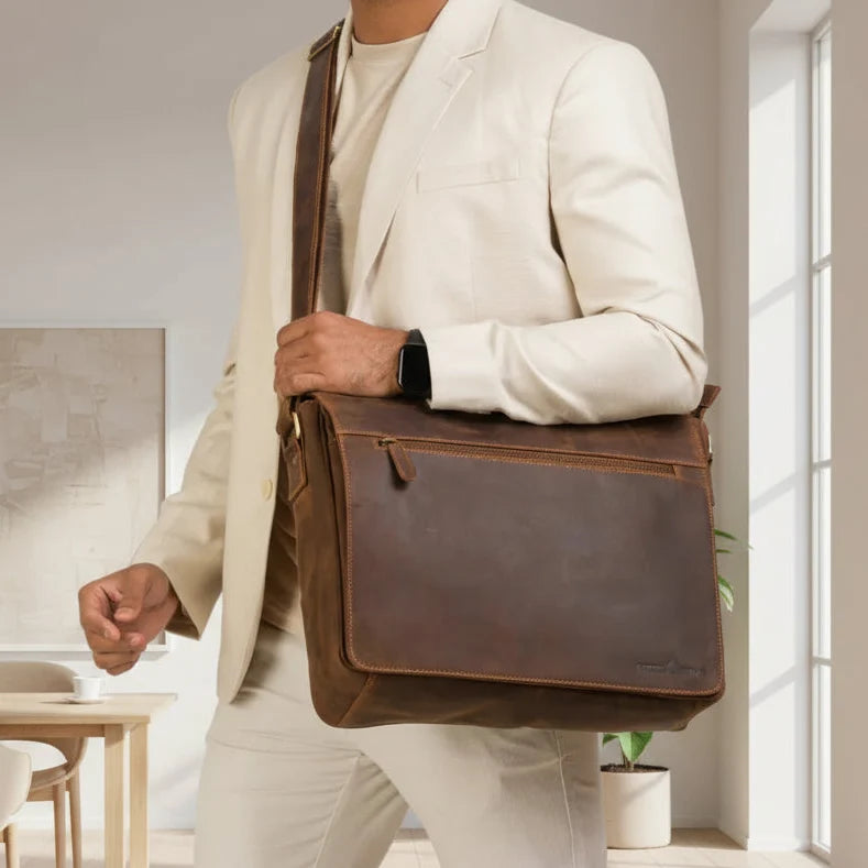Sacoche pour ordinateur portable en cuir Greenwood