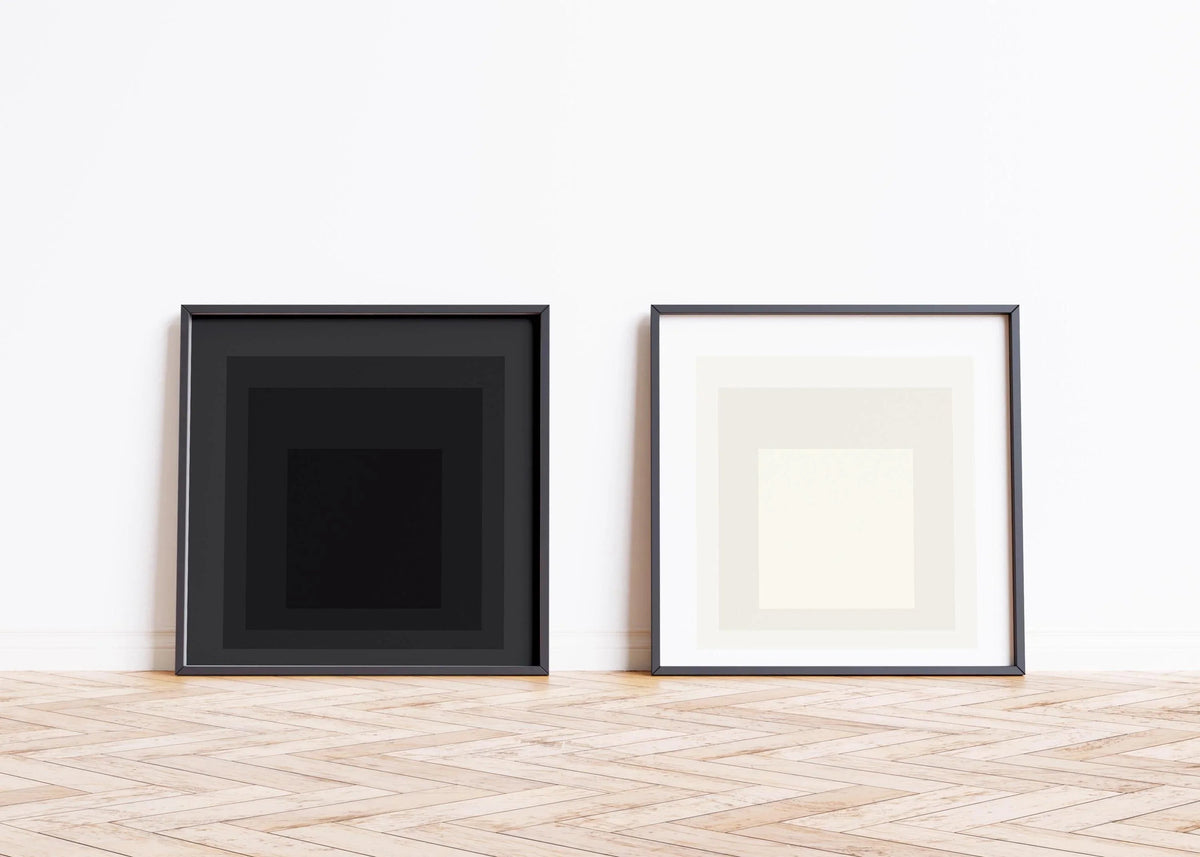 Josef Albers Inspired Art Print Set: Mid-Century Modern Square Duo