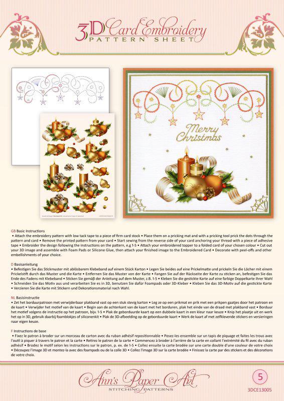 Ann Patron de Broderie sur Papier - Décorations de Fêtes