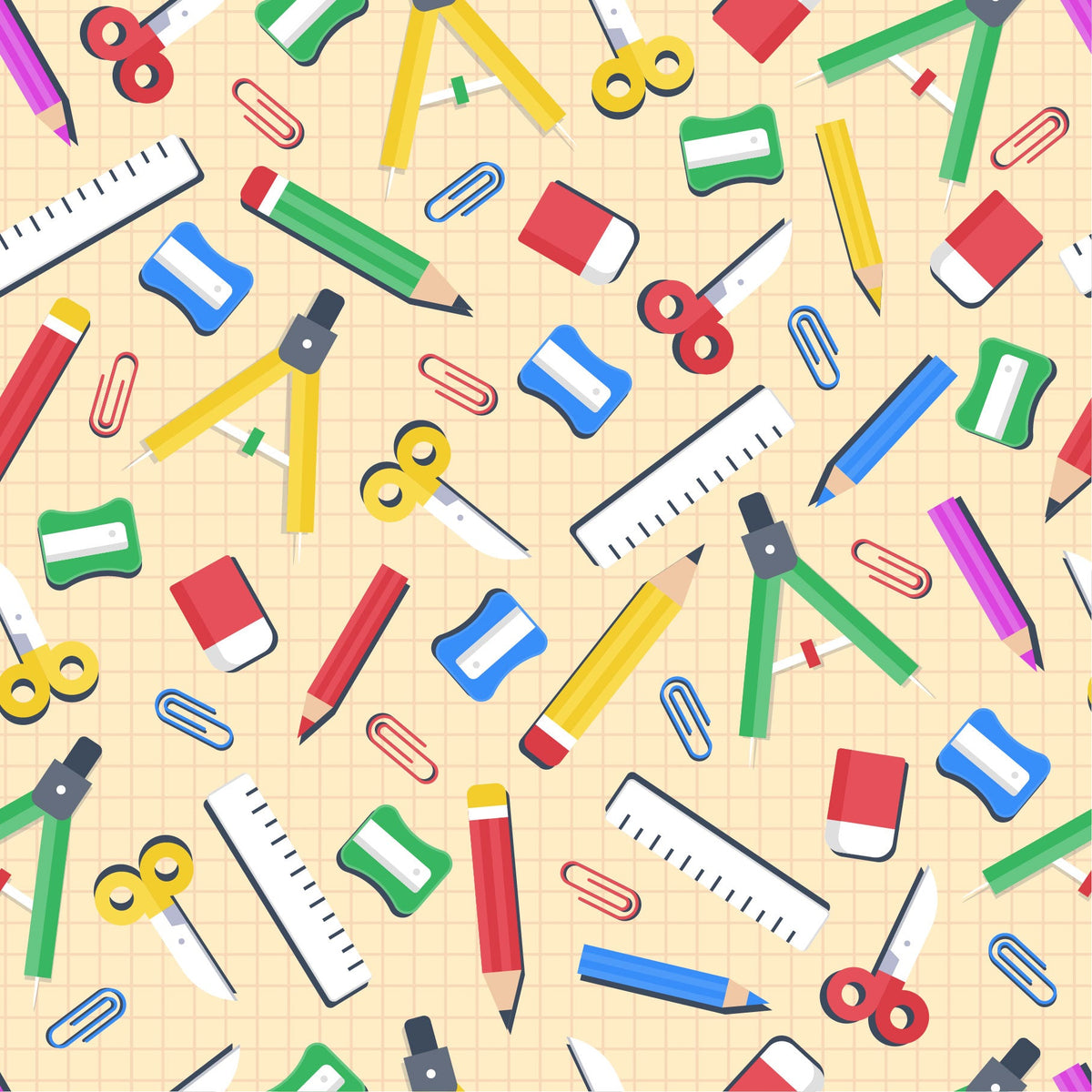 HTV artisanal Rentrée scolaire - Motif coloré fournitures scolaires