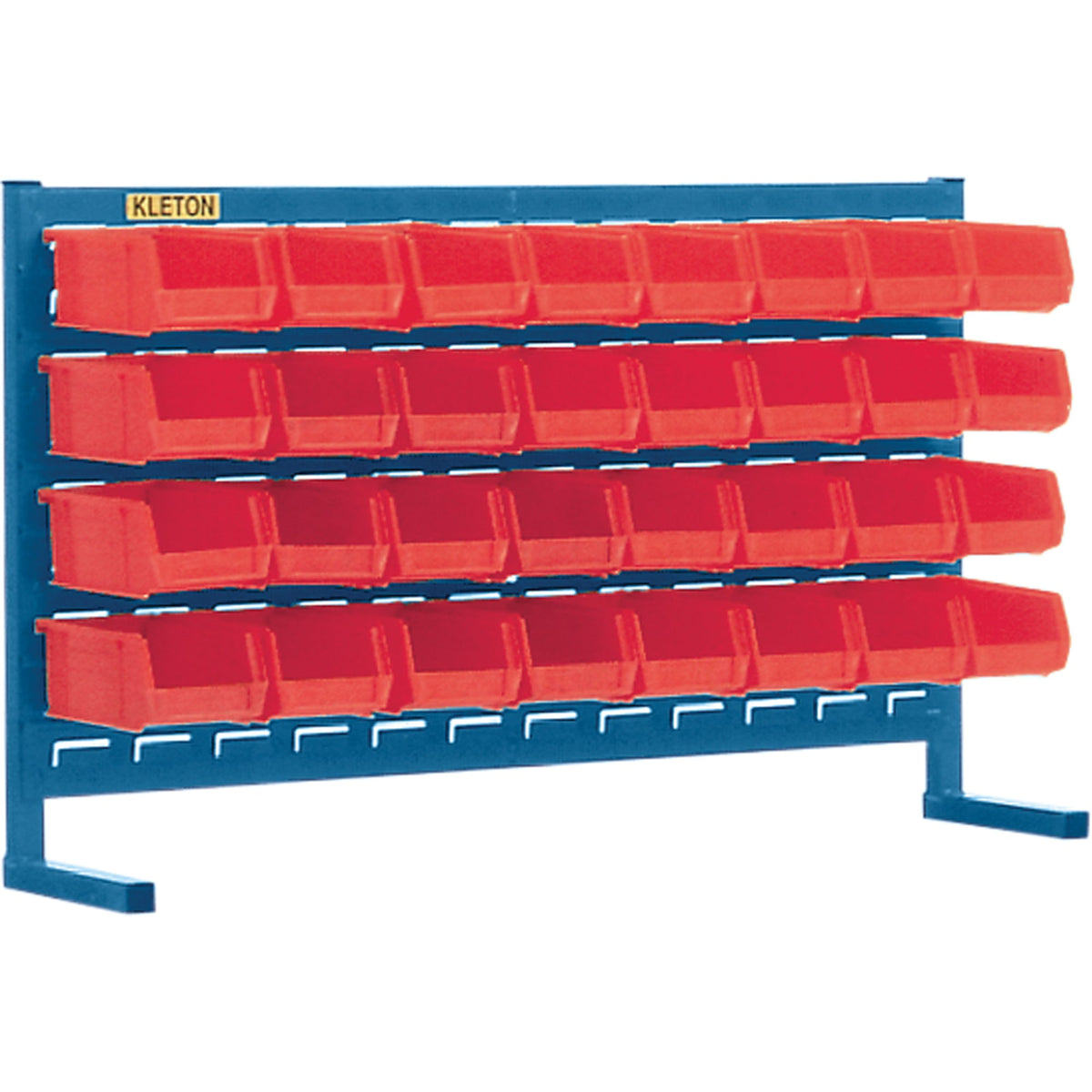 Rayonnage à persiennes avec bacs, 32 bacs, 91,4 cm L x 21 cm P x 55,9 cm H