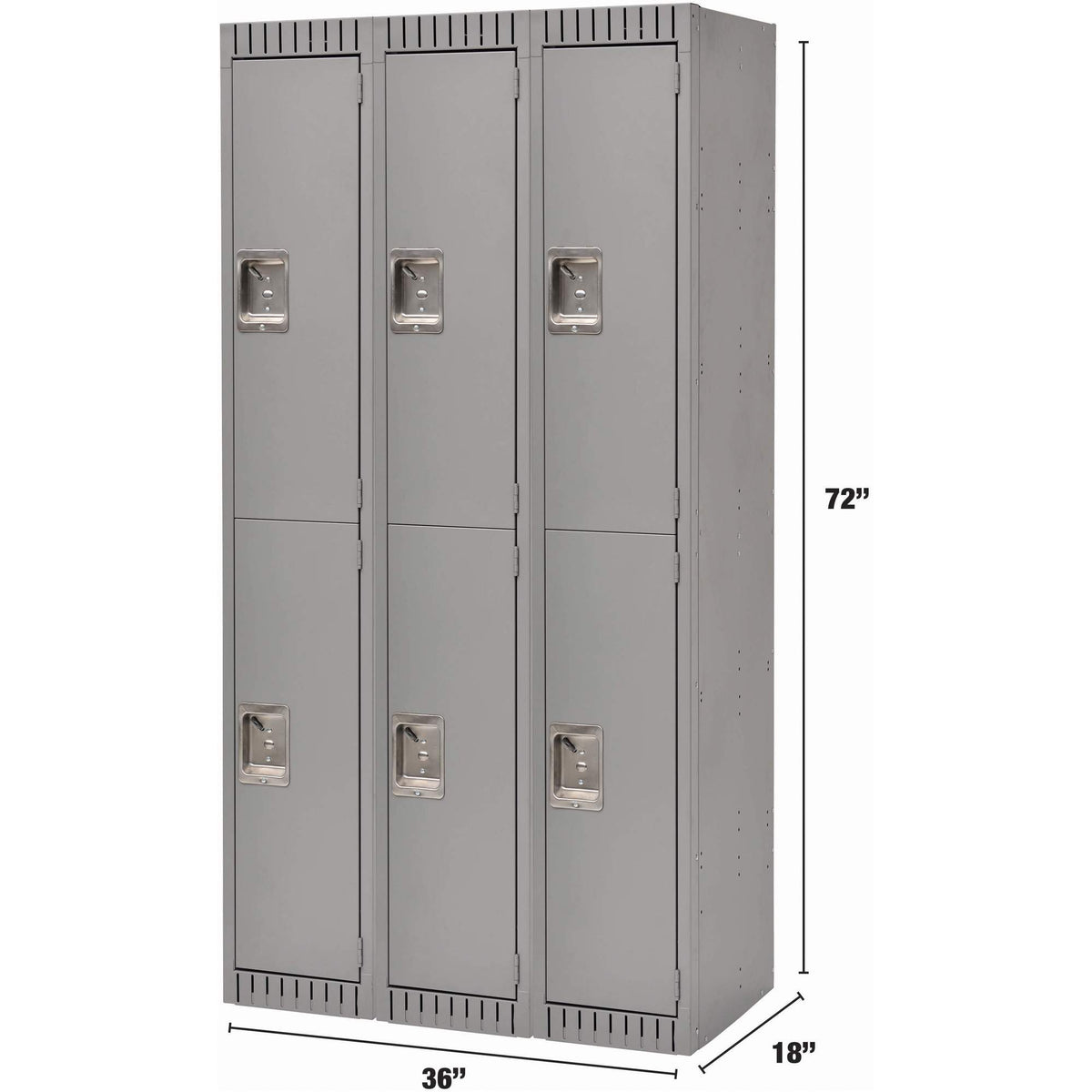 Casiers, à 2 étages, Bloc de 3, 36" x 18" x 72", Acier, Gris, Rivet (Assemblé)