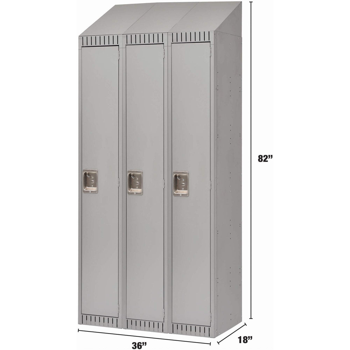 Casiers assemblés, batterie de 3, 36" x 18" x 82", acier, gris, Rivet (assemblé)