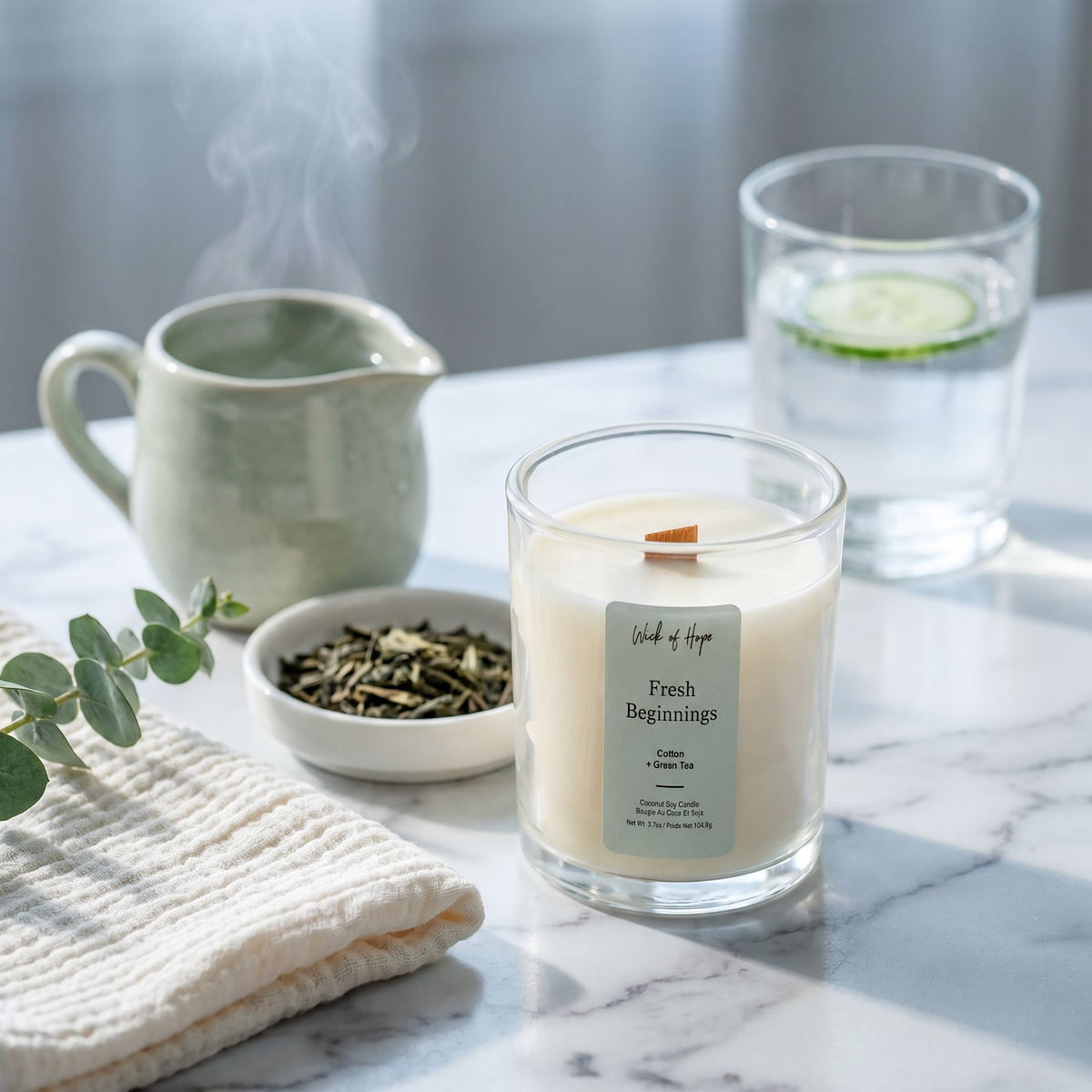 Bougie Nouveaux Départs | Coton + Thé vert