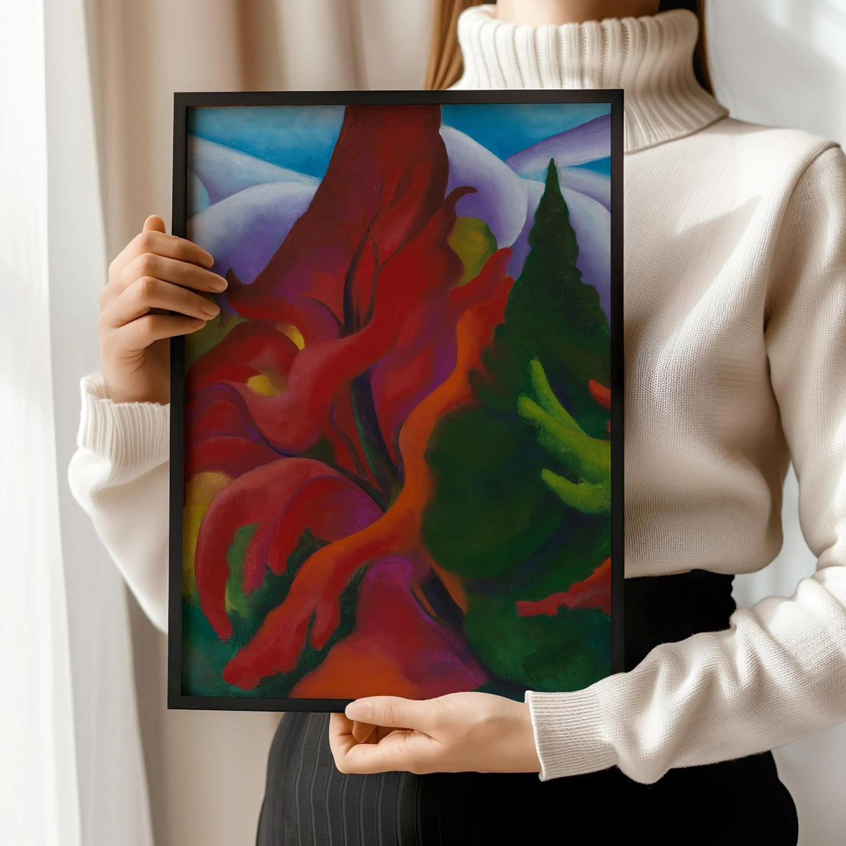 Georgia O'Keeffe: Trees in Autumn Giclee Print - Handframed Fine Art