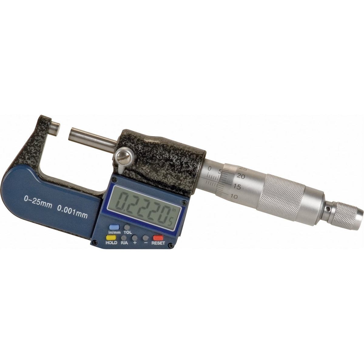 Micromètre numérique électronique, plage de 0 à 1" (0 à 25 mm), résolution de 0,00005" (0,00127 mm)