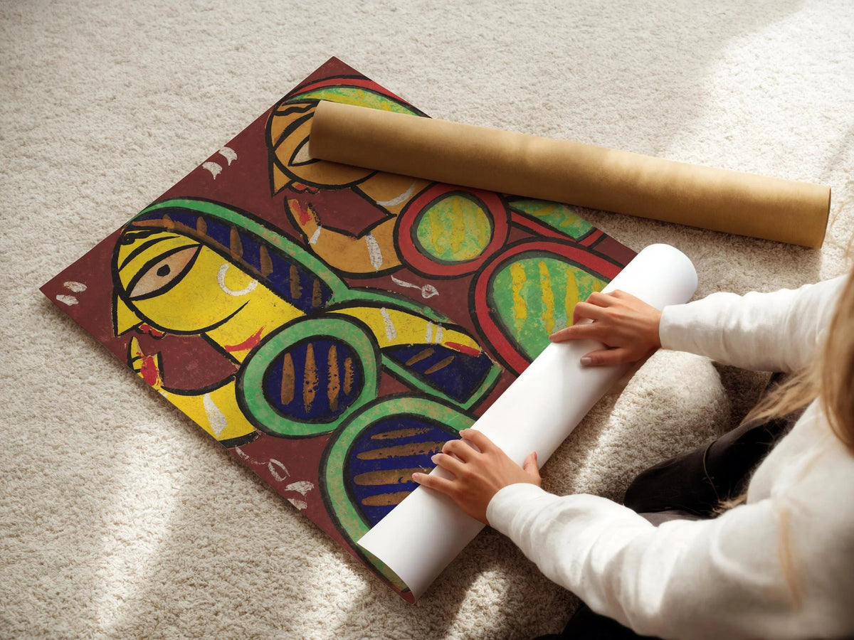 Jamini Roy - Untitled | Famous Bengali (West Bengal, India) Art (available handframed or unframed)