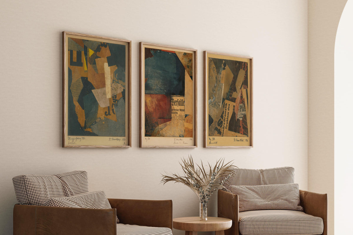 Kurt Schwitters Collage Art Print Set: Bauhaus Dadaism Style