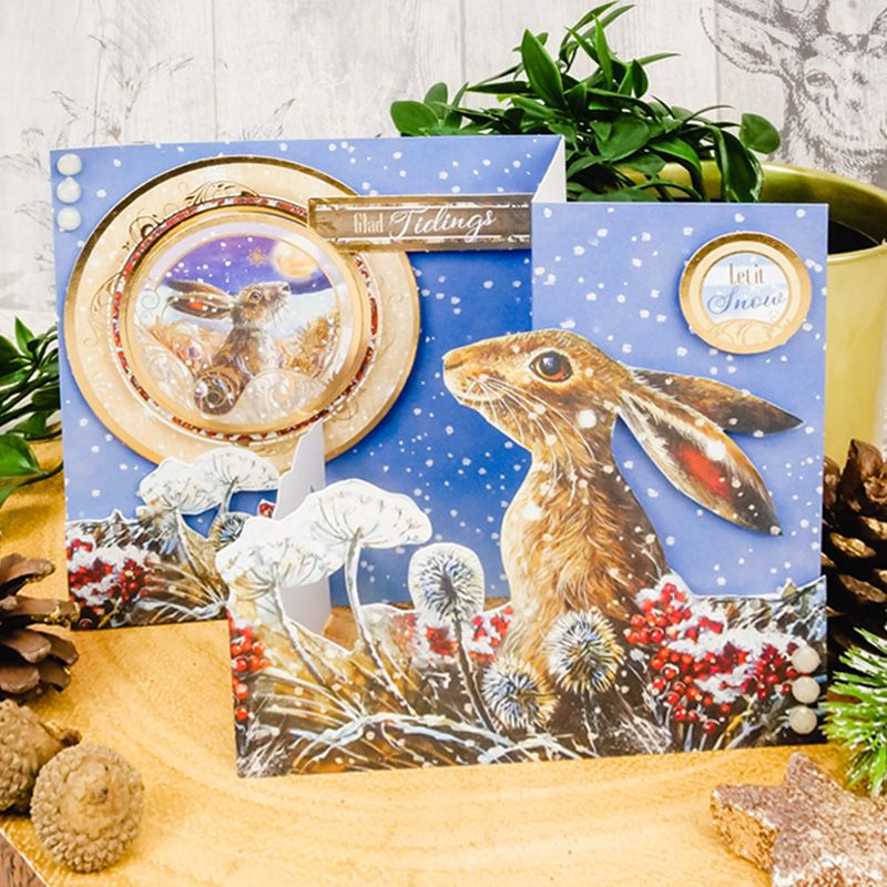 Collection de luxueux éléments à découper Lièvres des prés en hiver