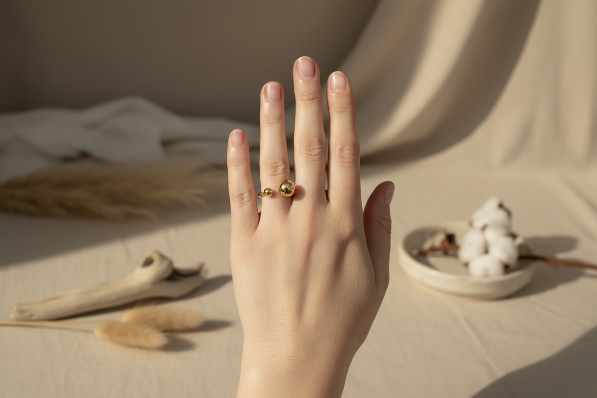 Bague Boule Ouverte - Acier Inoxydable Doré