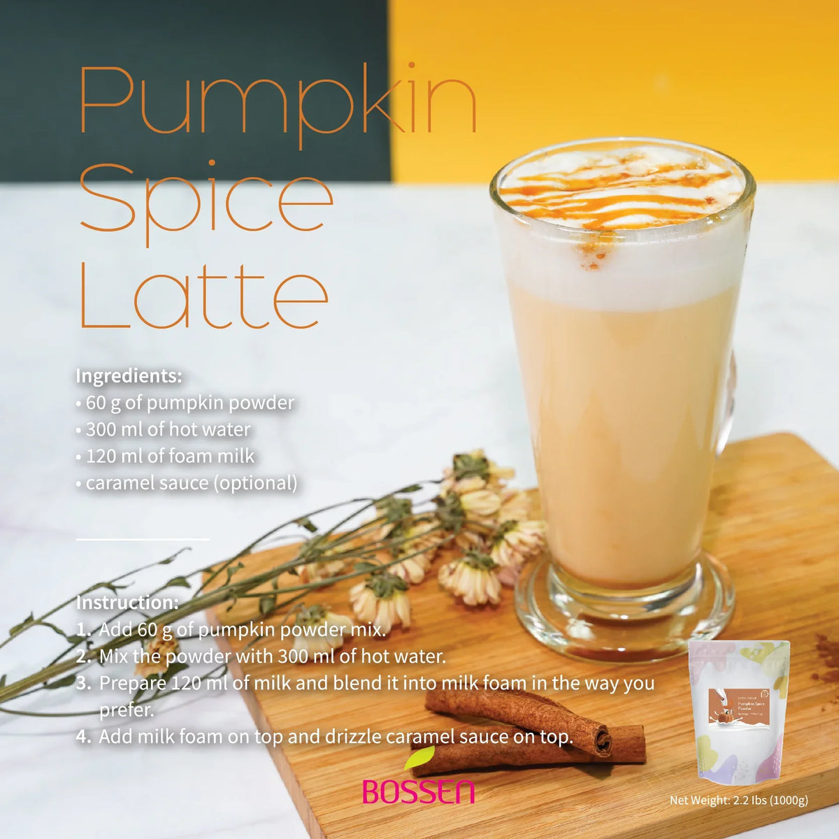 Pumpkin Spice Beverage Mix | All in One | NEW | 2.2 Lbs. Bag - Bossen Canada - Ships Free Within Canada on Orders Above CAD $199