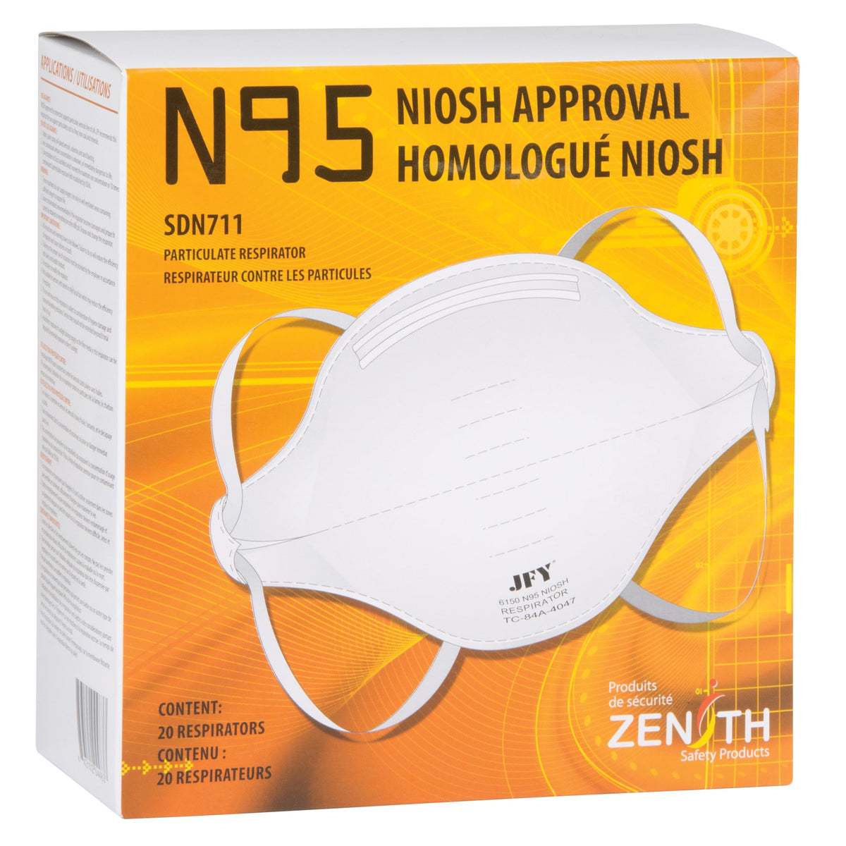 Masque respiratoire filtrant, N95, certifié NIOSH, Moyen/Grand