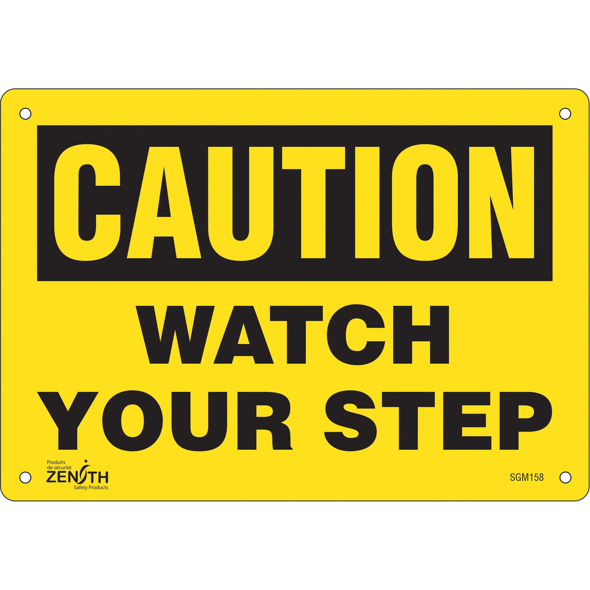"Watch Your Step" Sign, 7" x 10", Plastic, English