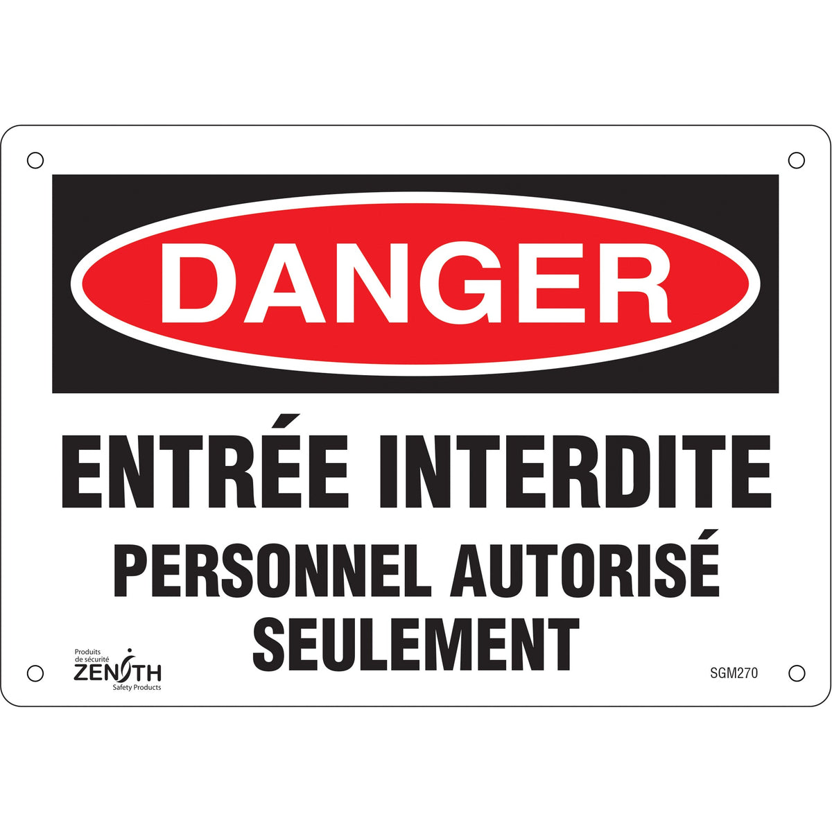 Panneau "Personnel Autorisé Seulement", 17,8 cm x 25,4 cm, Plastique, Français