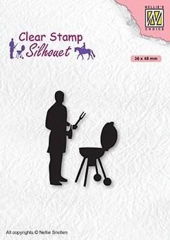 Tampon transparent Silhouette Hommes-Objets Barbecue