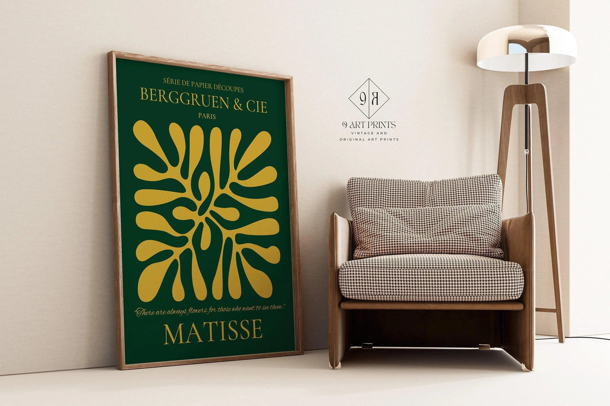 Bauhaus William Morris Matisse Art Print Set: Emerald Green Gold (Framed or Unframed)