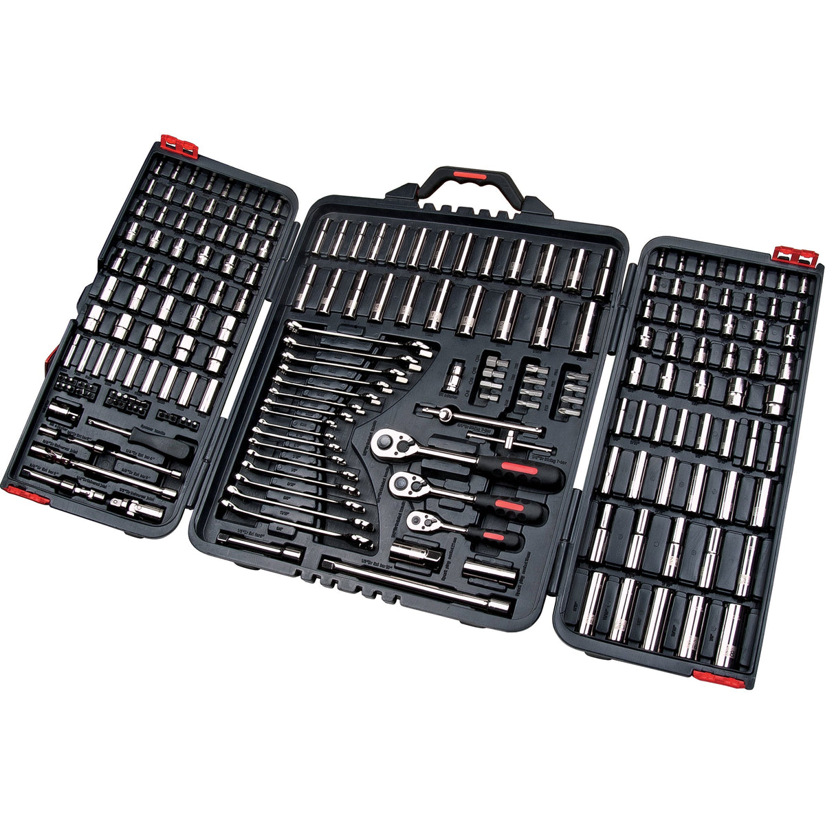 Jeu de douilles et clés SAE/métriques 1/4", 3/8" et 1/2", 210 pièces, longues