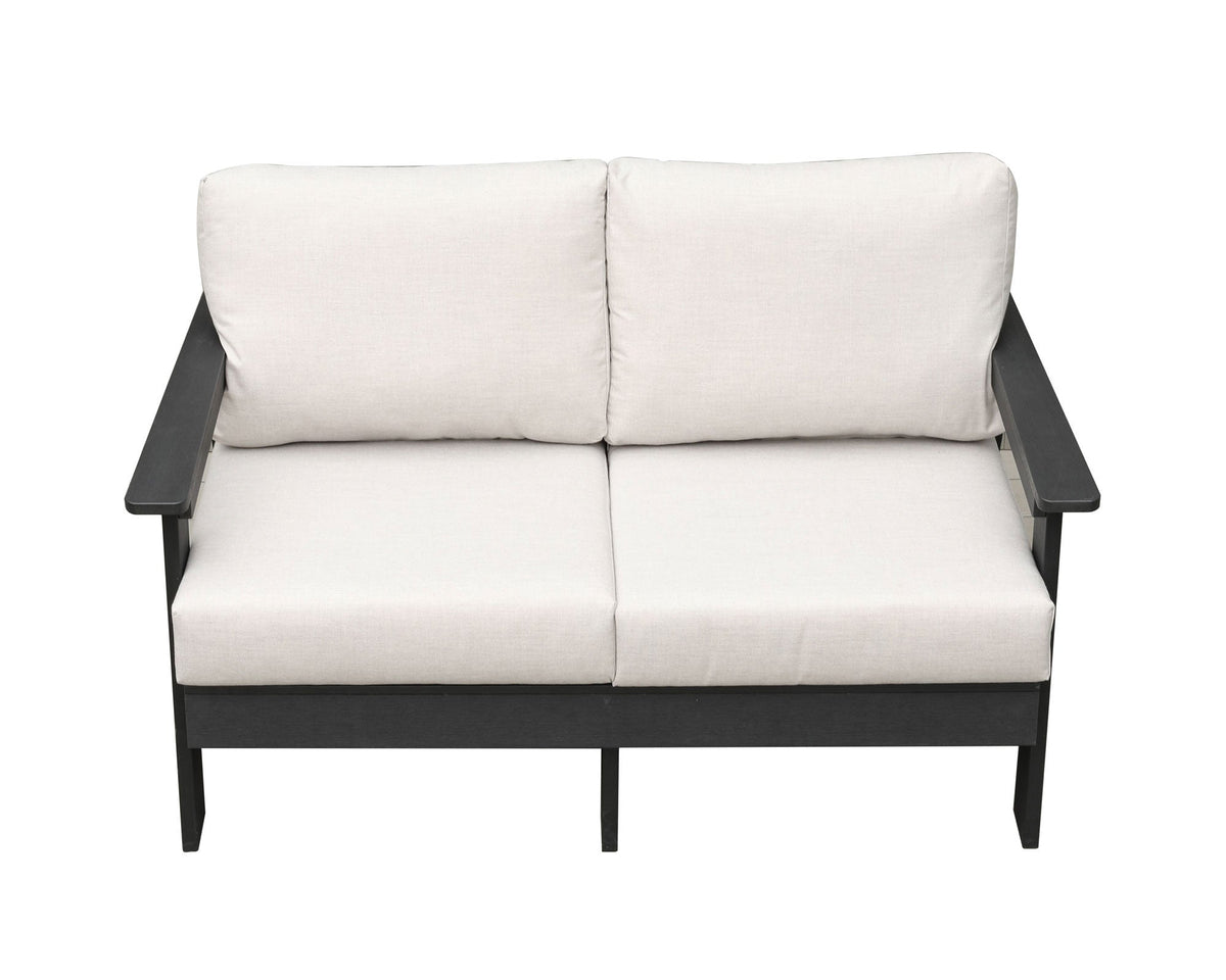 Causeuse en polymère couleur noisette avec coussins Sunbrella®