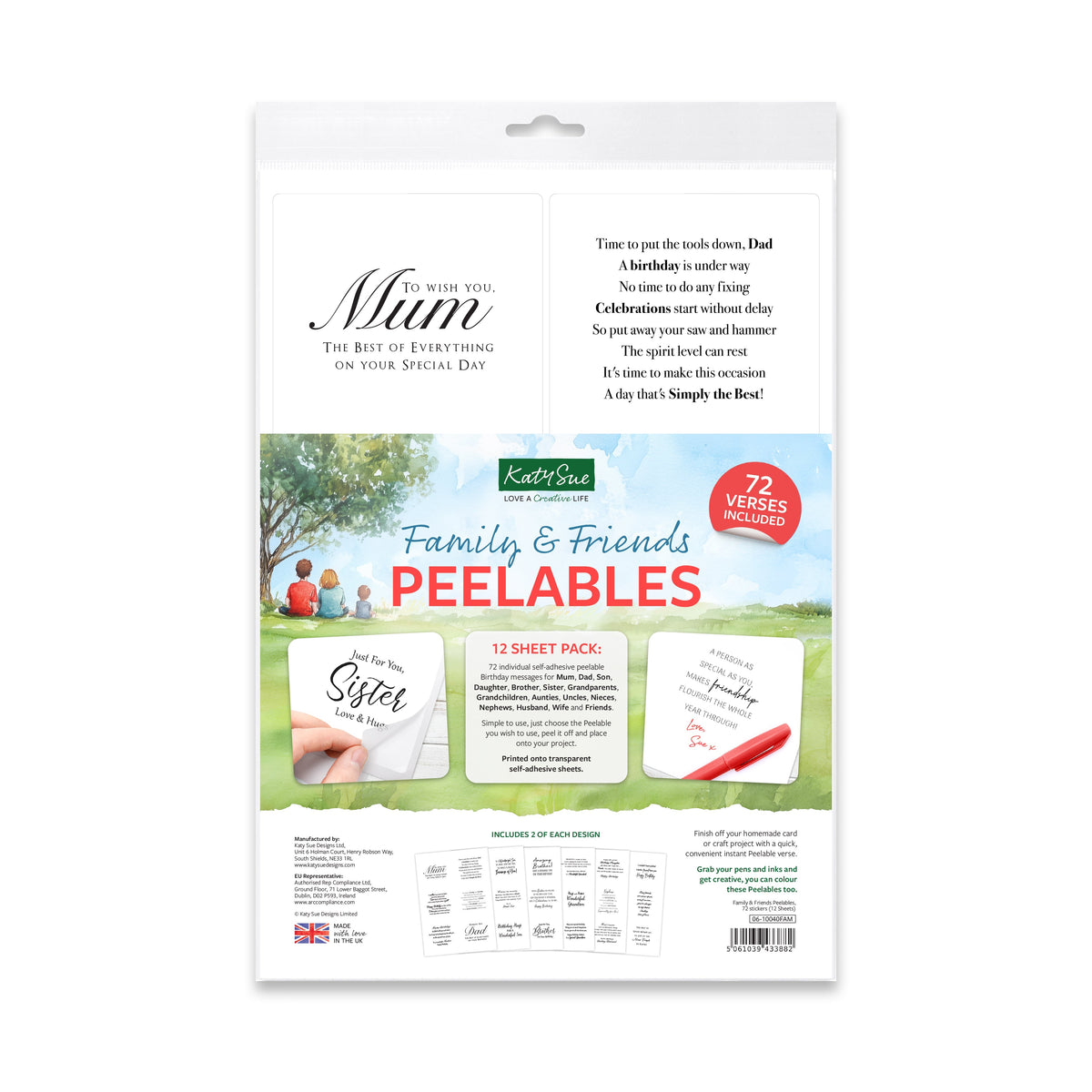 Family & Friends Peelables, 72 Stickers