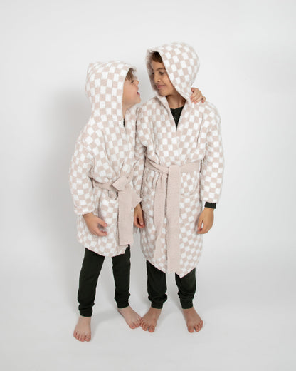 Childrens Check Print Hooded Robe