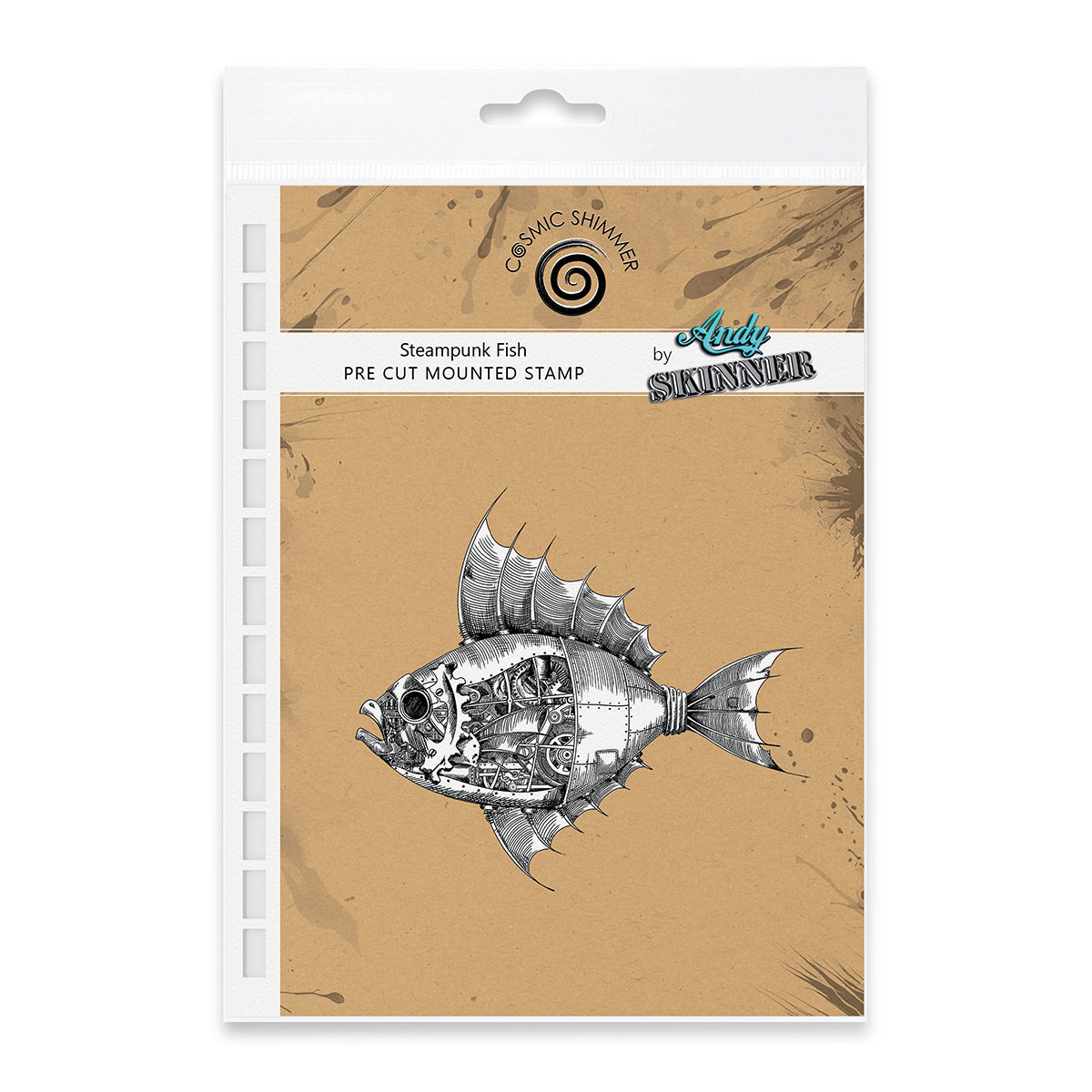 Set de tampons pré-découpés en caoutchouc Steampunk Fish par Andy Skinner