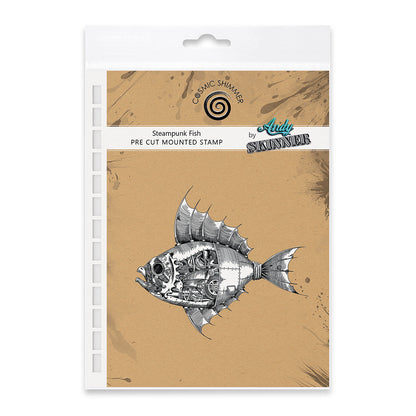 Set de tampons pré-découpés en caoutchouc Steampunk Fish par Andy Skinner