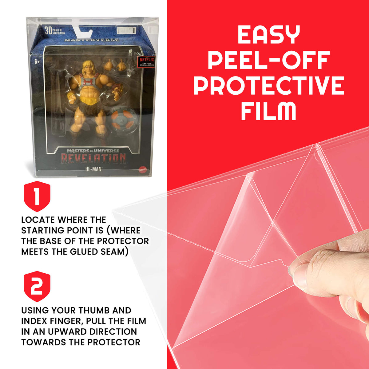 EVORETRO Étui de protection pour Master of The Universe Revelation Battle Armor 18.3x7.2x27 avec cintre, paquet de 10