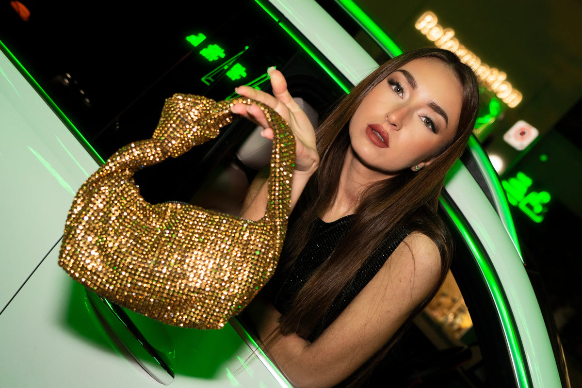 Sac à bandoulière doré Glam Bow