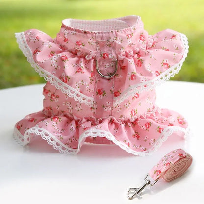 Ensemble Harnais et Laisse Floral pour Chien | Ensemble de Promenade pour Chien