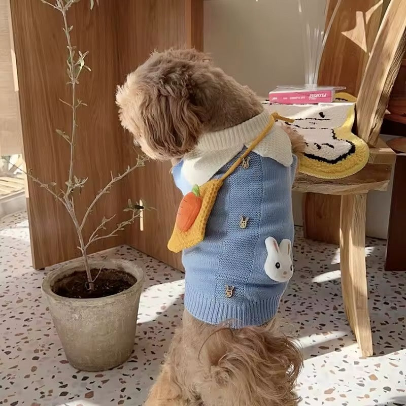 Pull de Pâques en velours côtelé avec motif lapin | Pull de Pâques pour chien