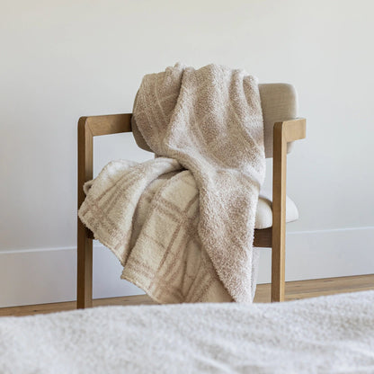 Blushing Beige & White Plaid Print Extended Throw