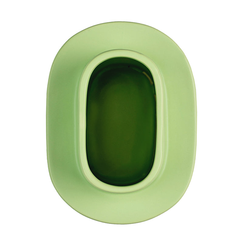 Vase en céramique superposé - Glaçure mate vert clair